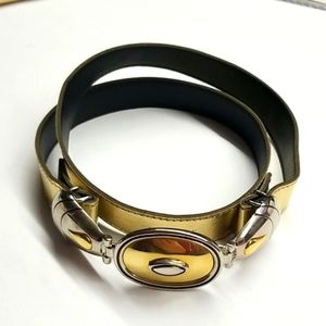 Woman's Shiny Gold Similated Leather Belt